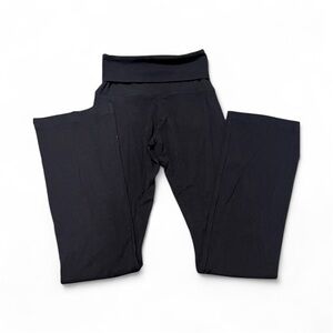 nuuds Black High-Waisted Fold Over Yoga Pants